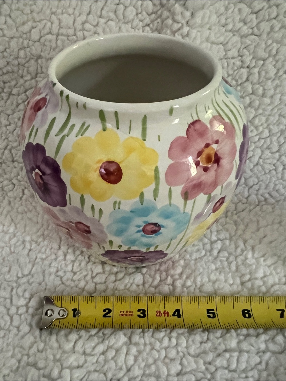 Vintage Pier 1 Vase, floral, watercolor, ceramic, 6” tall, Italy - Picture 8 of 9